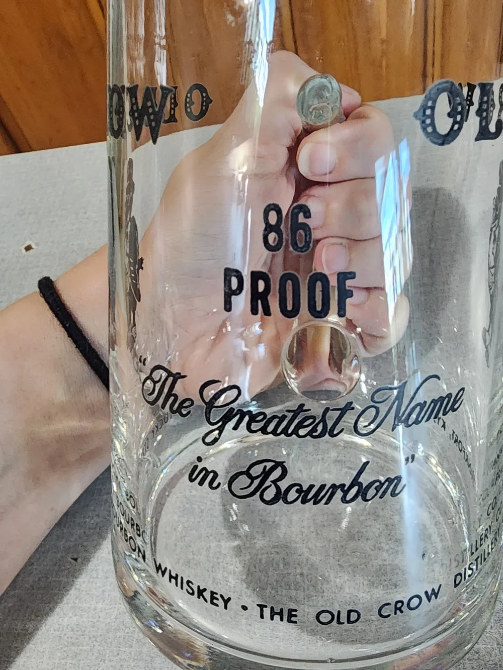 Vintage Old Crow Kentucky Straight Bourbon Whiskey Glass Pitcher Mug
